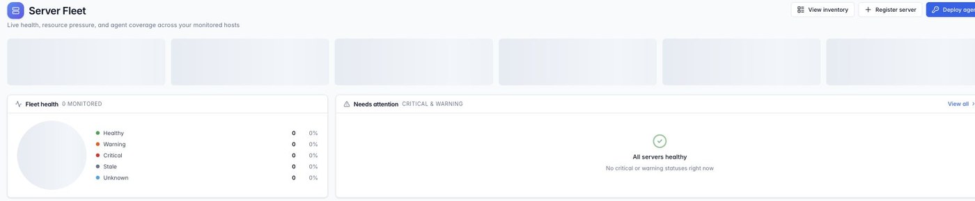 ZenPlus server fleet view listing enrolled hosts with platform, release ring, agent backlog, and online status served from the appliance